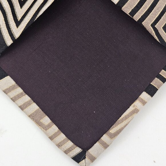Gianfranco Ruffini Mens Necktie Italy Silk Geometric Pattern Beige Black Vintage - Picture 6 of 7